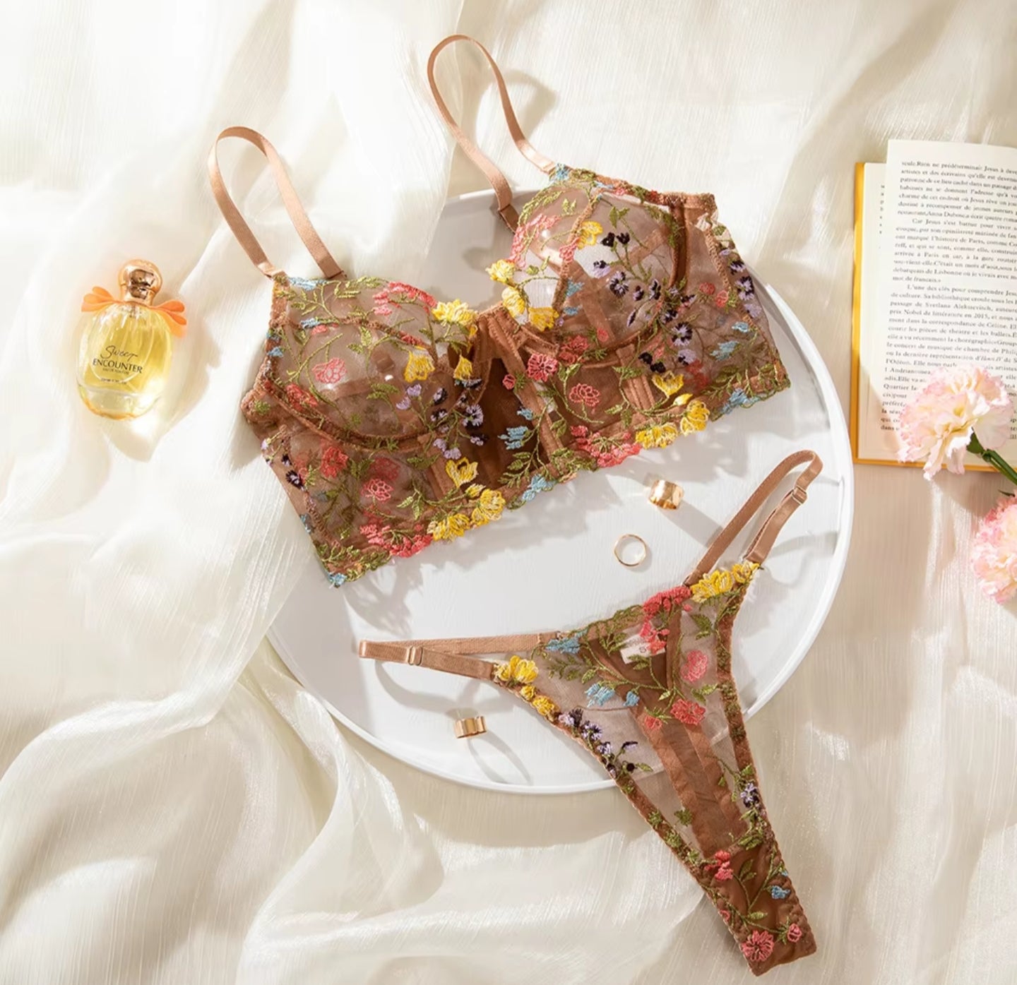 Sexy and Sensual Floral Embroidered Bra and Panty
