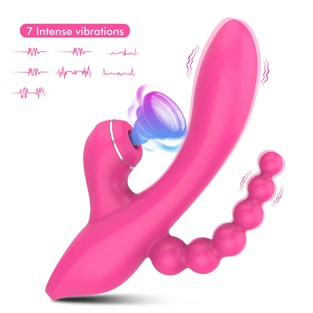 Vibrador De Conejo 3 en 1 Para Mujer