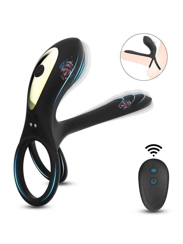 Anillo Vibrador para Pene y Estimulador Vaginal con Control Remoto