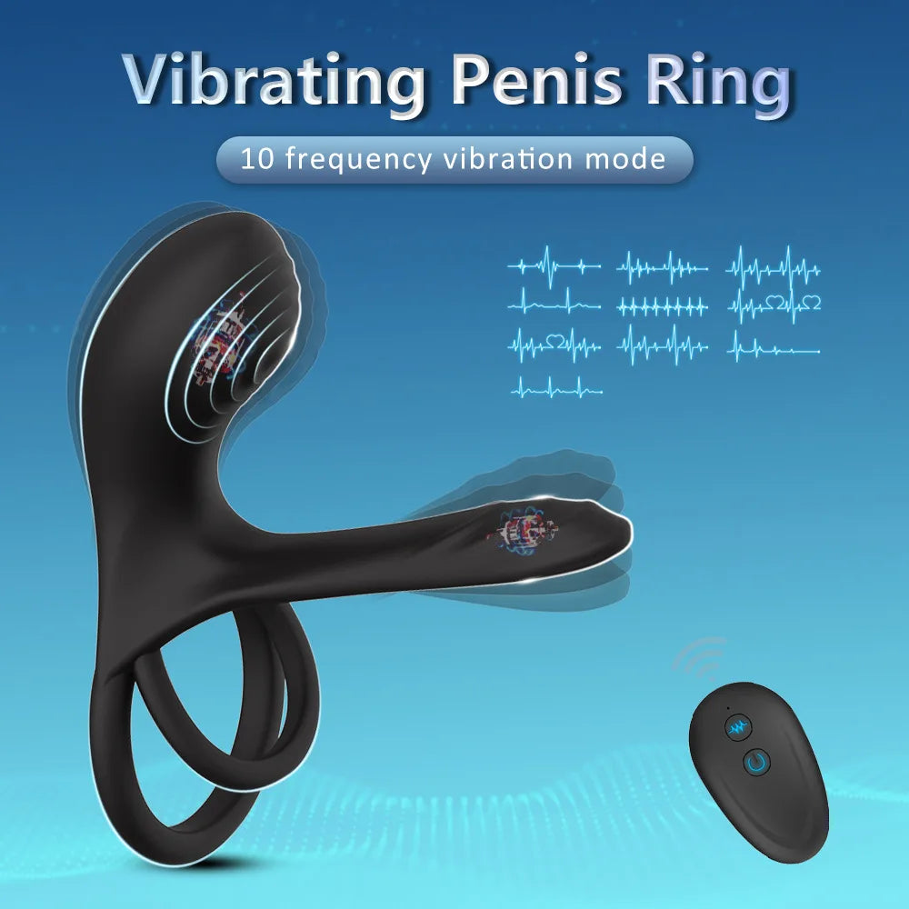 Anillo Vibrador para Pene y Estimulador Vaginal con Control Remoto
