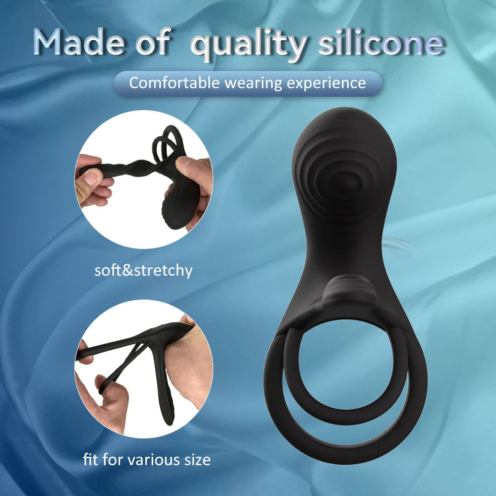 Anillo Vibrador para Pene y Estimulador Vaginal con Control Remoto