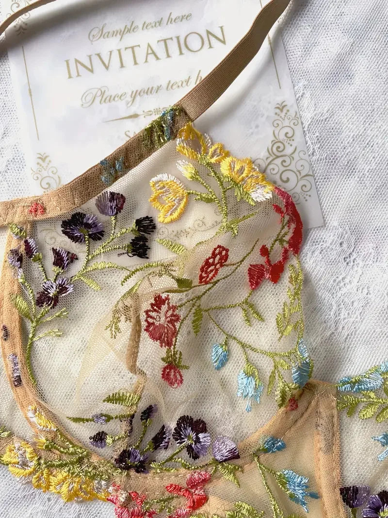 Women's Floral Embroidery Lingerie